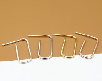 2prs Sterling Silver Paper Clip Ear Wire Posts, Gold Plated Stud Ear Wire, Rhodium Plated Post Earring, 925 Silver Earring Wire Component