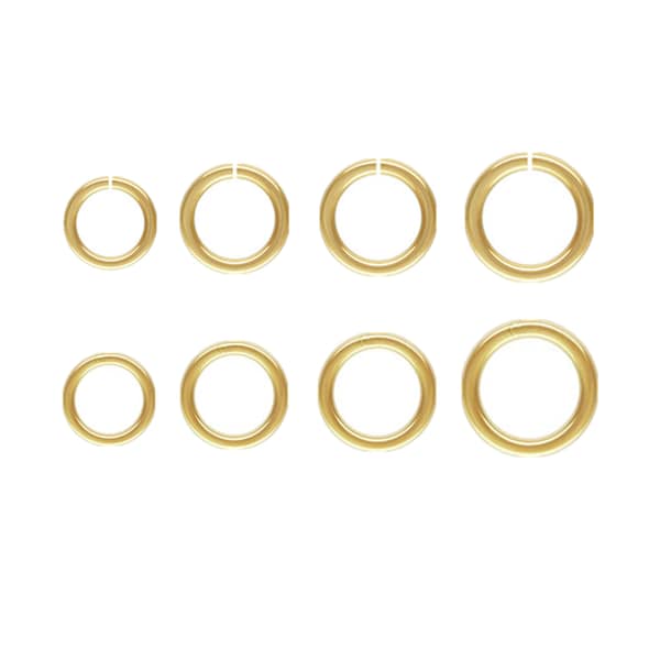 Anneaux sauteurs en or 14 carats diamètre 2 mm à 6 mm, gros anneaux, anneau ouvert, fil pour anneaux fermés de calibre 24 (0,5 mm) à 20,5 (0,76 mm)