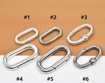 Sterling Silver Oval Clasp, 925 Silver Hinged Ring Push Clasp, Spring Gate Clasp, Hinged Clasp, Holder Clasp for Connector Necklace Bracelet