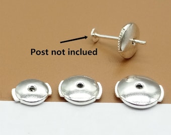 2 Pairs Sterling Silver UFO Earring Backs, 925 Silver Earring Nuts, UFO Ear Nuts, Round Earring Stoppers, Safety Ear Stopper, Earring Making