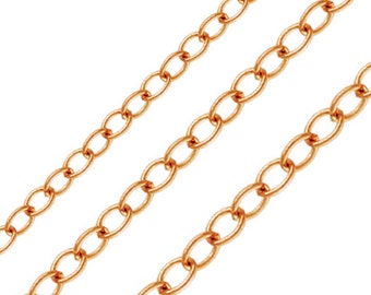 1.2mm 1.7mm 2.2mm 2.6mm 14K Rose Gold Filled Cable Chain, Rose Gold Filled Cable Chain Necklace, Unfinished Chain Footage 3.28ft/100cm