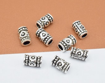 8 Sterling Silver Sun Tube Beads, 925 Silver Sunshine Bead, Small Tube Bead, Barrel Bead, Sun Spacer Bead, Patterned Bead, Bracelet Bead