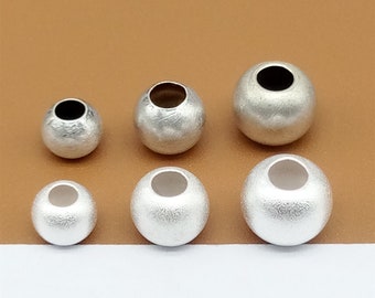 10pcs Of 925 Sterling Silver 5mm 6mm 7mm Matte Round Ball