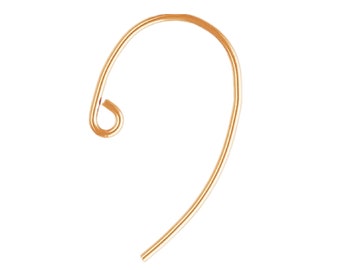 5 Pairs 14K Rose Gold Filled Bass Clef Ear Wires, Rose Gold Filled Earring Hooks w/ Loop, Earring Jewelry Making, Wire 0.76mm(20.5 gauge)