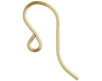 2 pares de ganchos para pendientes franceses chapados en oro de 14 quilates, alambre para pendientes chapado en oro, gancho para pendientes con argolla, alambre de 0,64 mm y 0,71 mm, componentes para joyería 1/20 14K