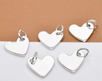 20 Sterling Silver SMALL Heart Charms Closed Ring, 925 Silver Love Heart Charm, Shiny Heart Charm, Valentines Charm, Bracelet Necklace Charm