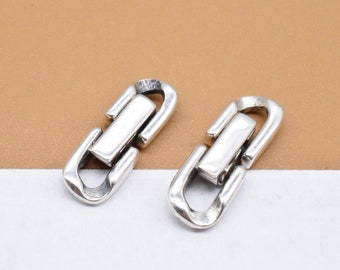 2 Sterling Silver Button Clasp Connector, 925 Silver Clasp Connector, Connector Clasp,  Bracelet Clasp, Necklace Clasp Length 17mm 19mm