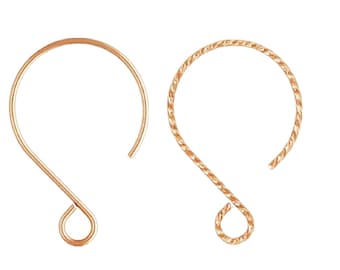 2 Pairs 14K Rose Gold Filled Balloon Ear Wires, Rose Gold Filled Earring Wires, Earring Component, Sparkle Ear Wire, Earring Findings