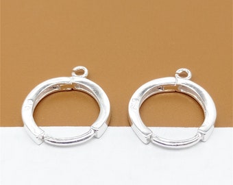 2 Pairs Sterling Silver Hoop Earring with Open Ring, 925 Silver Earring Hoops, Ear Hoops, Ear Wire Hoop, Earring Component, Huggie Earrings