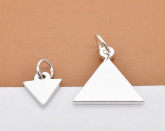5 Sterling Silber Dreieck Charms, 925 Silber Kleine Dreieck Charms, Geometrie Charm, Glatte Dreieck Scheibe, Halskette Charm, Armband Charm