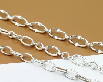 Sterling Silver Oval Rolo Chain, Bulk Figaro Chains, 925 Silver Oval Figaro Chain, Tapped Oval Chain, Unfinished Chain Footage 100cm/3.28ft