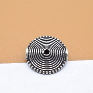 2 Sterling Silver Swirl Beads 2-Sided, 925 Silver Spiral Bead, Flat Round Bead, Nautilus Bead, Bracelet Bead, Necklace Bead 10mm