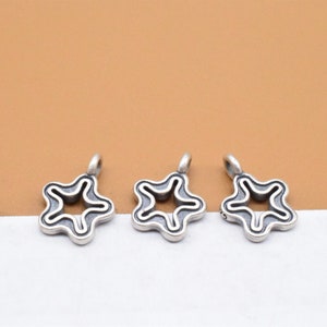 8 Sterling Silver Starfish Charms 2-Sided, 925 Silver Star Fish Charm, Starfish Charm, Ocean Charm, Bracelet Charm, Necklace Charm 9mm