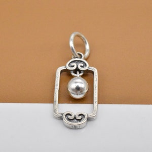 2 Sterling Silver Lantern Design Charms with Ball, 925 Silver Lantern Charm, Ball Charm, Bracelet Charm, Necklace Charm