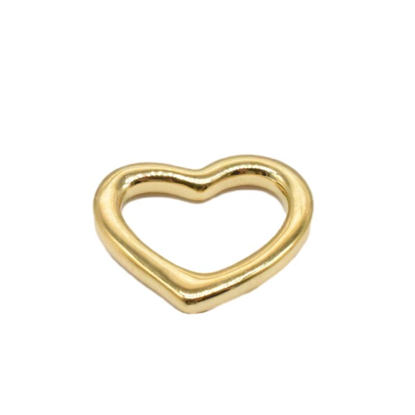 Charme de coeur en vermeil d'or 18 carats sur argent sterling 925, charme de coeur plaqué or 18 carats lourd, connecteur de charme de coeur d'amour, vermeil d'or 2,5 microns