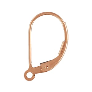 14K Rose Gold Filled Plain Leverback Earring with Open Ring, Rose Gold Filled Earring Leverback, Earring Component, Ear Wire Lever Back