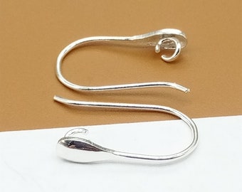 6prs Sterling Silver Earring Wires with Open Ring, Water Drop Earring Hook, 925 Silver Ear Wire Hook, Teardrop Earring, Jewelry Findings