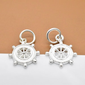 6 Sterling Silver Wheel Nautical Charm, 925 Silver Nautical Charm, Sailing Charms, Boat Charms, Bracelet Charm, Necklace Charm