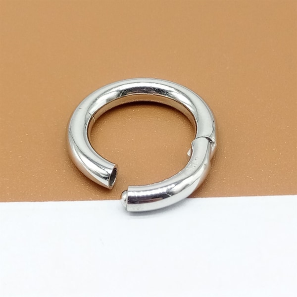 Fermoir à charnière circulaire en argent sterling avec plaqué rhodium, fermoir circulaire 13 mm 14 mm 16 mm 18 mm, fermoir rond à charnière en argent 925 pour bracelet collier