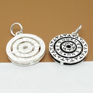 Sterling Silver Om Charm 2-sided, Spinning Om Pendant, 925 Silver Om Mantra Charm, Om mani padme hum Charm, Active Om Charm 18mm
