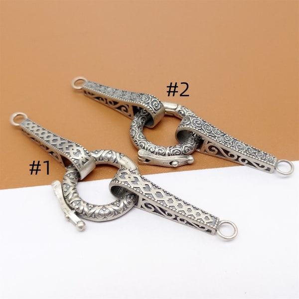 スターリングシルバーラウンドクラスプコネクター、925シルバークラウドクラスプ、クラウドコネクター、ハートラウンドクラスプ、酸化スパイラルクラスプ、ネックレスクラスプ