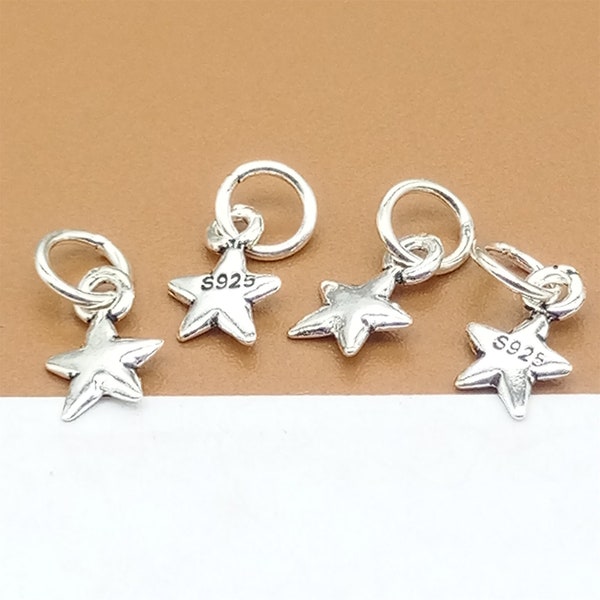 20 Sterling Silver Tiny Star Charms, Bulk Pentagram Charms, 925 Silver Small Pentagram Charm, Star Bracelet Charm, Star Necklace Charm