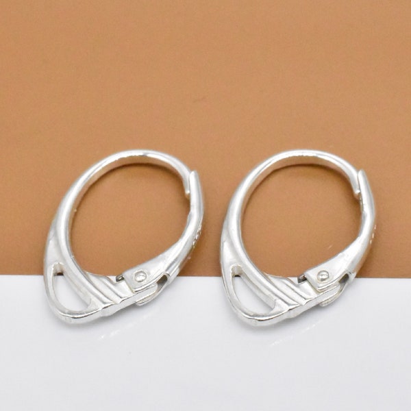 4 Pairs Sterling Silver Plain Earrings Leverback, 925 Silver Lever Back Ear Wires, Lever Back Earring Wire, Earring Findings, Jewelry Making