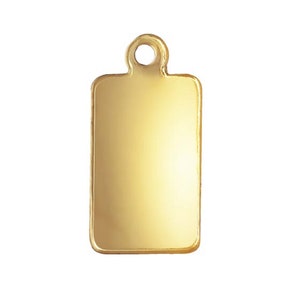 14K Gold Filled Rectangle Blank Charm, Rectangle Blank Tag, Gold Filled Rectangle Charm, Plain Tag Charm, Rectangle Drop