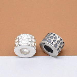 2 Sterling Silver Concave Barrel Beads, 925 Sterling Silver Barrel Bead, Concave Tire Bead, Cylinder Bead, Donut Bead for Bracelet Necklace