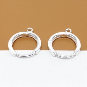 2 Pairs Sterling Silver Hoop Earring with Open Ring, 925 Silver Earring Hoops, Ear Hoops, Ear Wire Hoop, Earring Component, Huggie Earrings