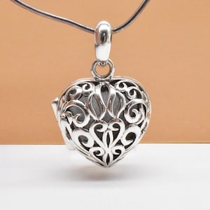 Sterling Silver Heart Locket Pendant, 925 Silver Love Heart Pendant, Love Heart Prayer Box, Memory Box Pendant, Gau Box, Wish Box Pendant