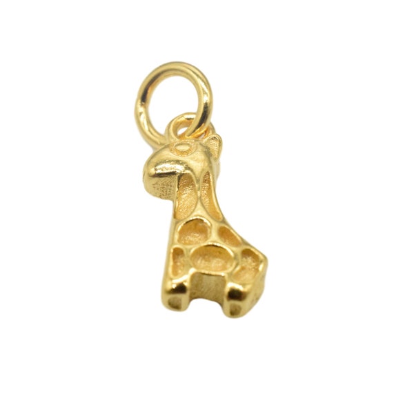 2pcs 18K Gold Vermeil Style Giraffe Charm 2-Sided, 18K Gold Plated over 925 Sterling Silver Giraffe Charm, Zoo Charm, Animal Charm