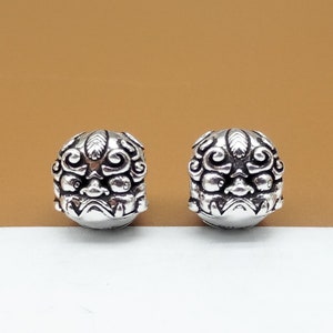 4 Sterling Silver Pixiu Beads, Pi Xiu Bead, 925 Silver Kylin Bead, Good Fortune Bead, Feng Shui Bead, Rondelle Bead for Necklace Bracelet