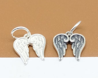 2 Pingentes de Asa de Anjo em Prata de Lei, Pingente de Anjo Pequeno, Pingente de Asa em Prata 925, Pingente de Anjo, Pingente de Asa, Pingente para Pulseira, Pingente para Colar