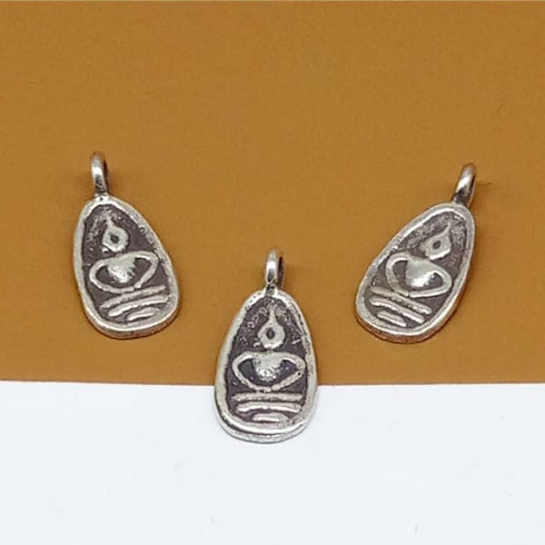4 Karen Hill Tribe Silver Yoga Charms, Meditation Charms, Buddha Charms, Higher Silver Content than Sterling Silver Yoga Charms