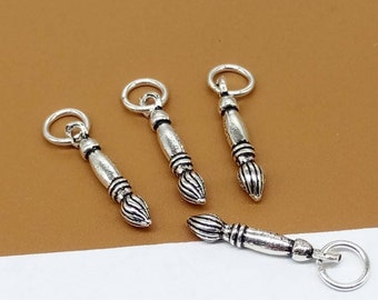 Set Gioielli Artista: Orecchini Pendenti E Collana Con Ciondolo Pennello E Tavolozza In Argento Sterling .925 Smaltato, Regalo Per Insegnanti D'Arte