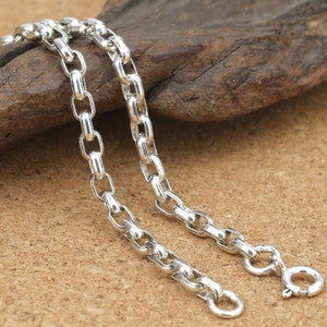 Sterling Silver Square Cable Chain, Sterling Square Rolo Chain, Belcher Chain, 925 Silver Rolo Necklace 3mm 18 20 22 24 26 28 30 32 Inch