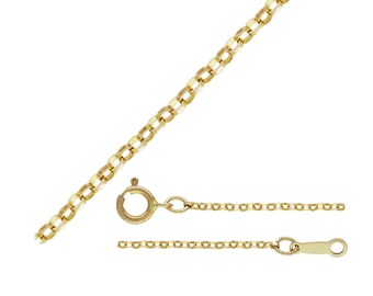 k Yellow Gold - Bolt Ring - BO2 3.10mm Oval Link Belcher Style Unisex Bracelet 21cm Length Genuine 375 9ct