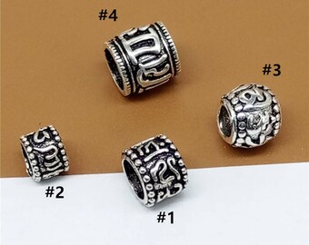 5pcs of 925 Sterling Silver Om mani padme hum Beads Spacer for Bracelet