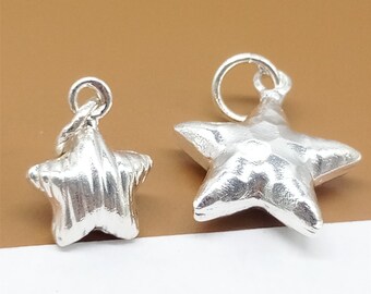 Bracelet Charm 925 Sterling Silver Shiny Pentagram Charm Hammered Pentagram Necklace Charm Star Charm