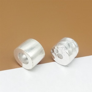 Sterling Silver Shiny Barrel Bead, 925 Silver Cylinder Bead, Large Hole Spacer Bead, Hammered Bead, Bracelet Bead, Necklace Bead