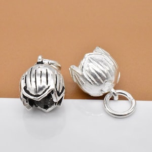 4 Sterling Silver Lotus Pod Charms, 925 Silver Lotus Flower Charms, Lotus Pendant, Yoga Charm, Meditation Charm for Bracelet Necklace