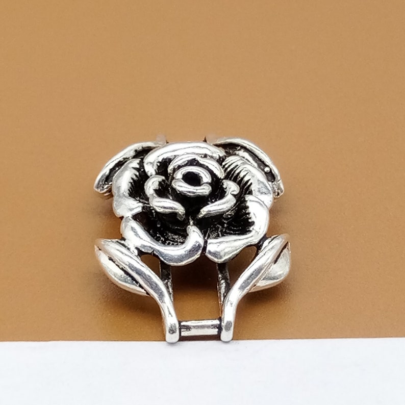 Sterling Silver Flower Connector 3D Rose Flower Connector Etsy