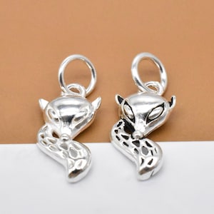 4 Sterling Silver Fox Charms, 925 Silver Fox Charms, Fox Pendants, Animal Charm, Necklace Charm, Bracelet Charm, Earring Charm