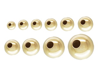 14K Gold Filled Seamless Round Beads 2mm 2.5mm 3mm 4mm 5mm 6mm 7mm 8mm 10mm 12mm, Gold Filled Ball Beads, Bulk Beads for Bracelet Necklace