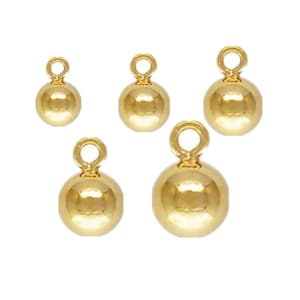 14K Gold Filled Ball Drop Charms w/ Closed Jump Ring, Gold Filled Round Ball Charm, Bracelet Charm, Necklace Charm 3mm 4mm 5mm 6mm 8mm