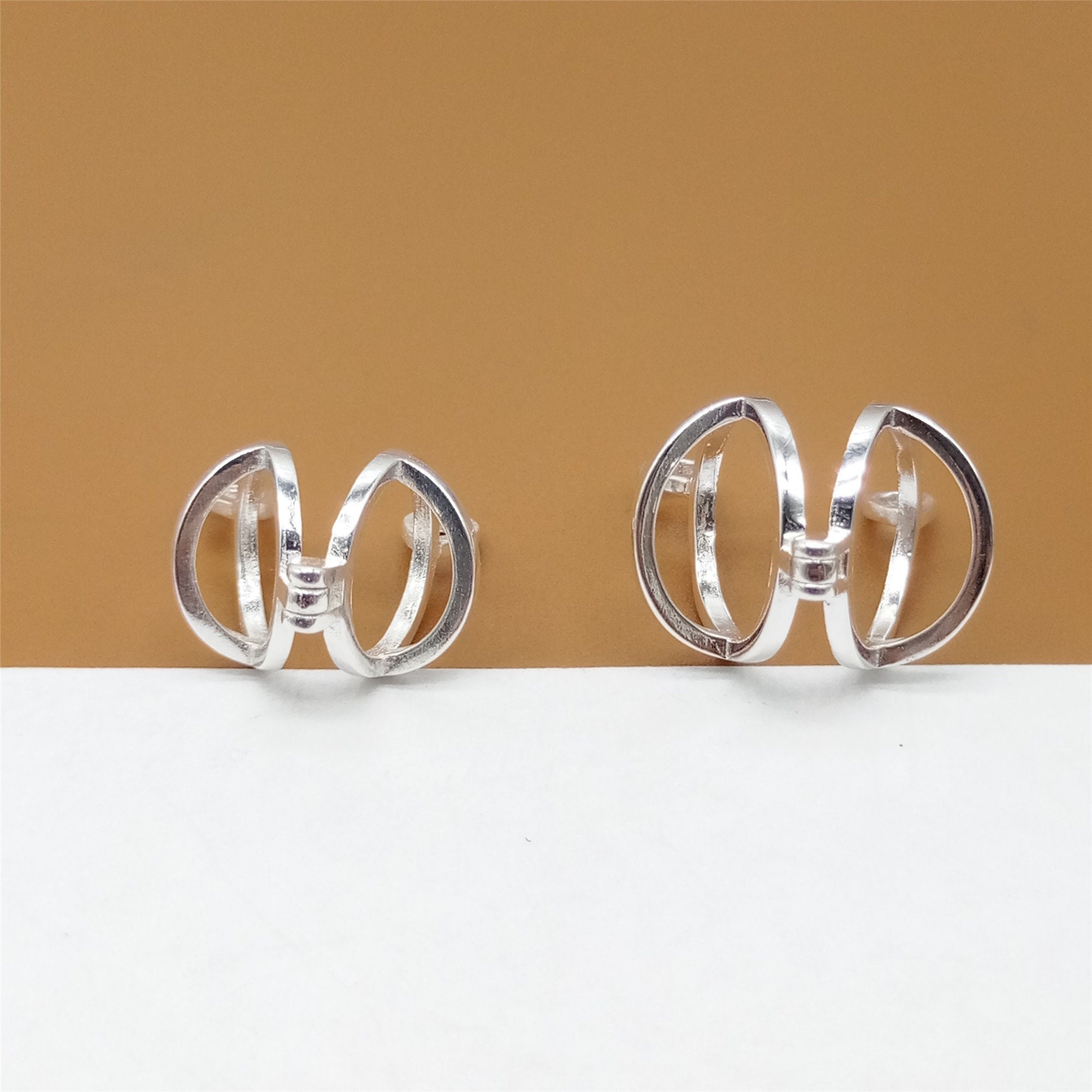 2 Sterling Silber Perle Käfig Charme, Offene Medaillons, Hohl