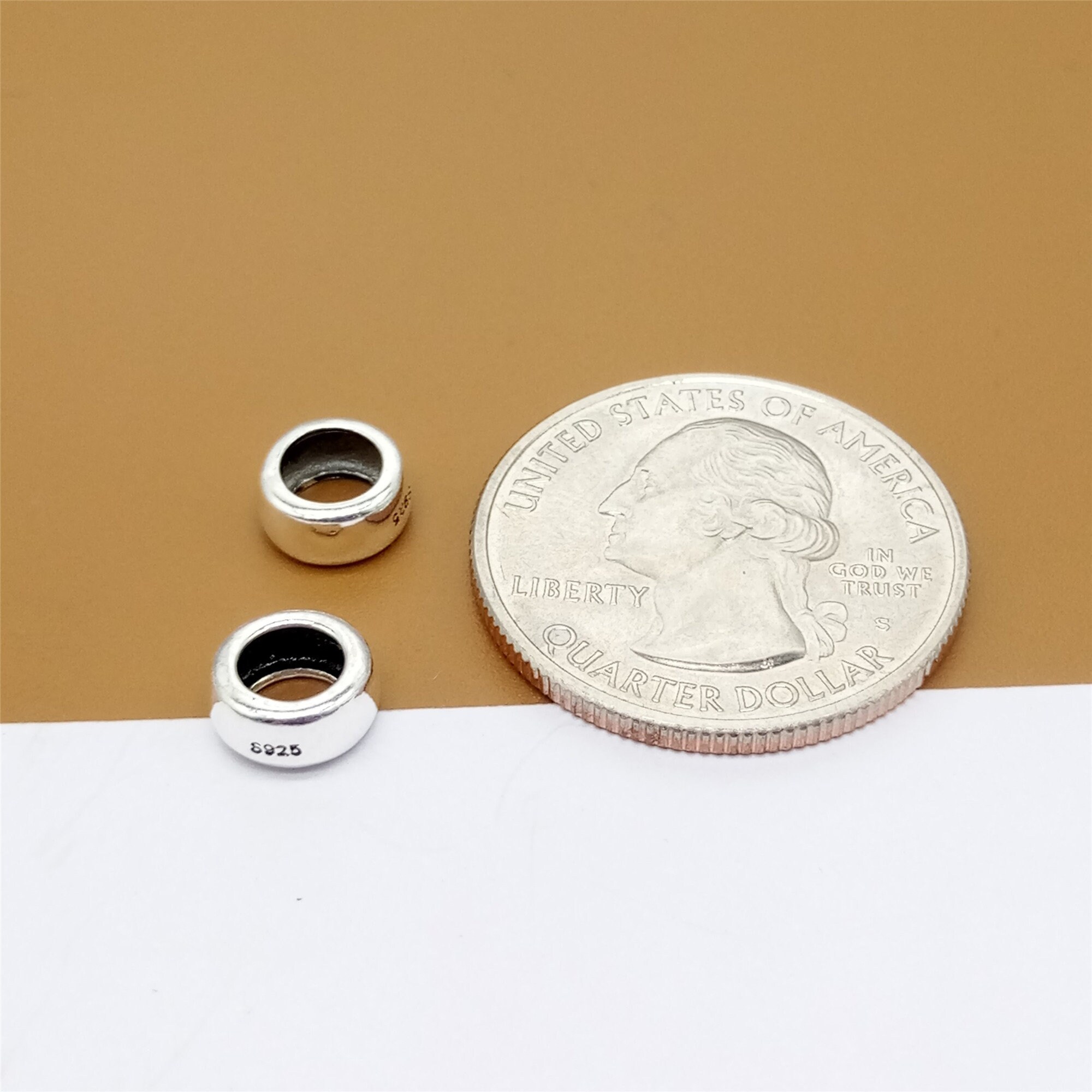 10 Sterling Silver Tire Beads Large Hole Beads 5mm Hole Etsy