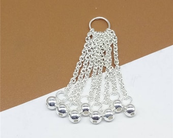 Breloque en argent sterling avec pampille, pour collier en argent sterling à pampille, chaîne en argent sterling, pampille en perles, pampille boule ronde