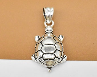 2 Sterling Silver Turtle Charms, 925 Silver Turtle Charms, Tortoise Pendant, Sea Charm, Ocean Charm, Animal Bracelet Charm, Necklace Charm